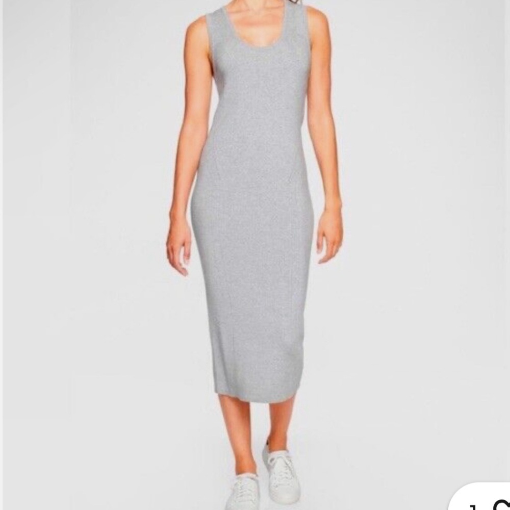 Athleta River Rib Gray Sleeveless Midi Dress Size S
